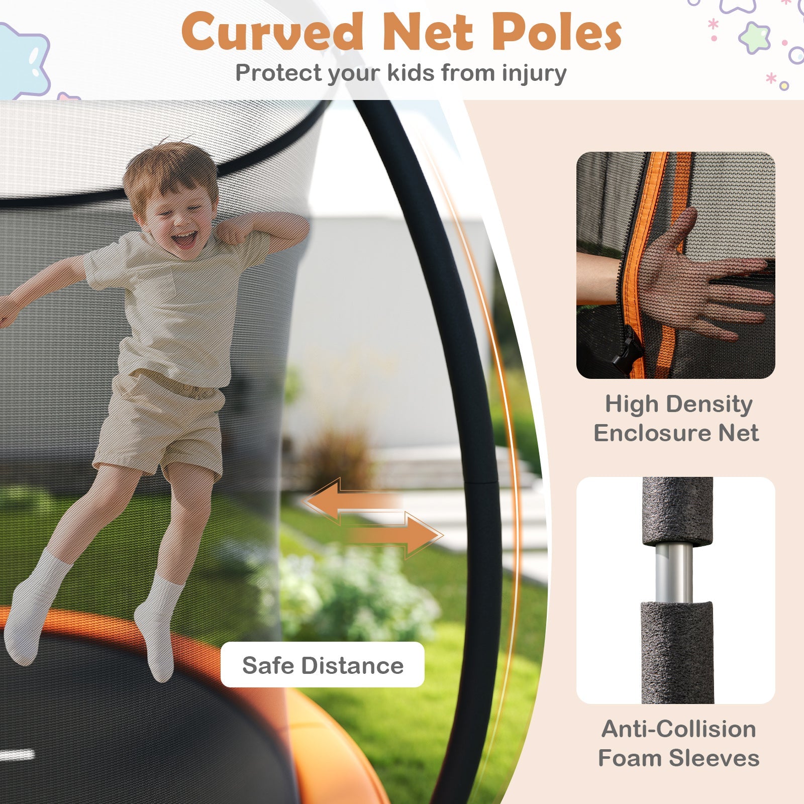 10FT Outdoor Trampoline Heavy-Duty Recreational Trampoline with Safety Enclosure Net