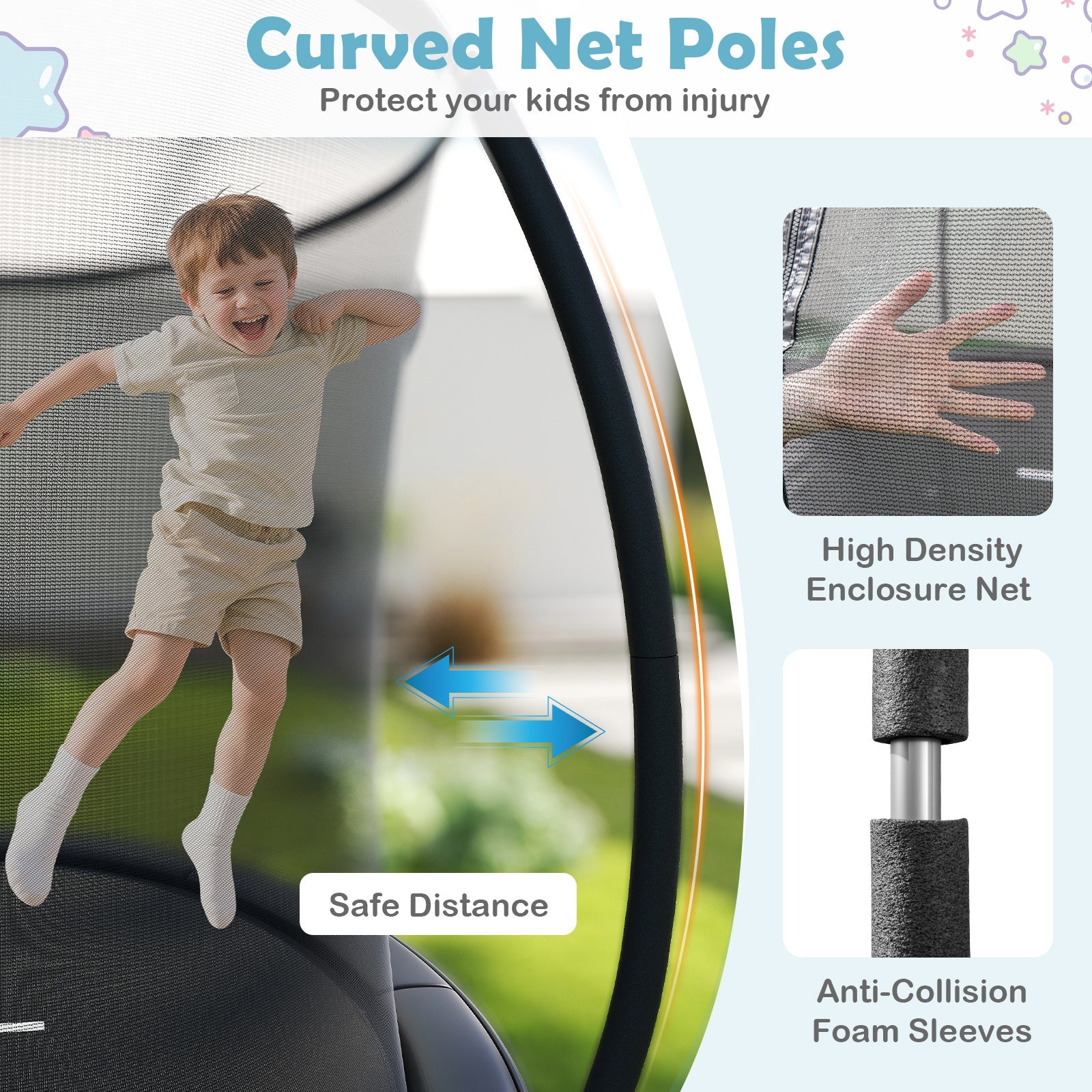 10FT Outdoor Trampoline Heavy-Duty Recreational Trampoline with Safety Enclosure Net