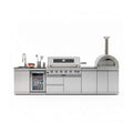 Blazon 128-Inch 6-Burner 120K BTU Outdoor Kitchen Island With Pizza Oven, Rotisserie & Refrigerator (SAK75770)