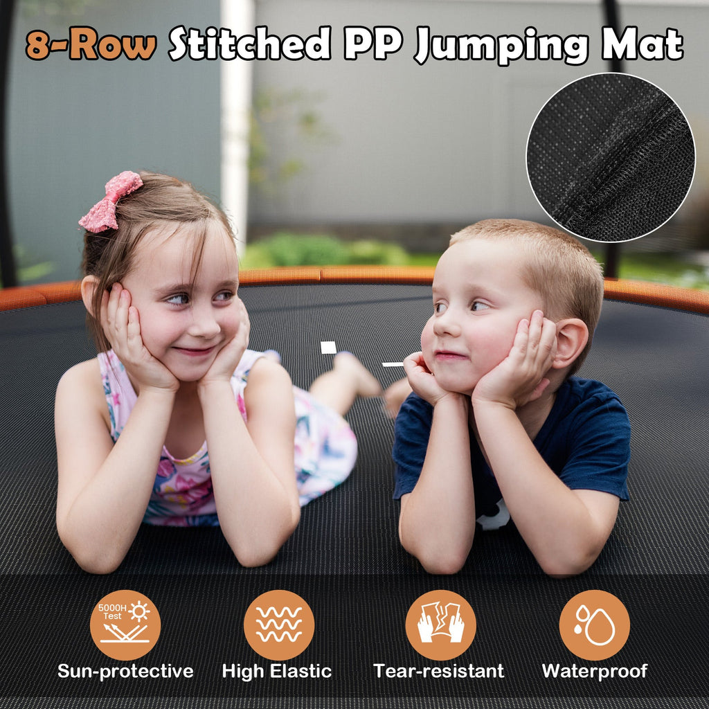12FT Outdoor Trampoline Heavy-Duty Recreational Trampoline with Safety Enclosure Net