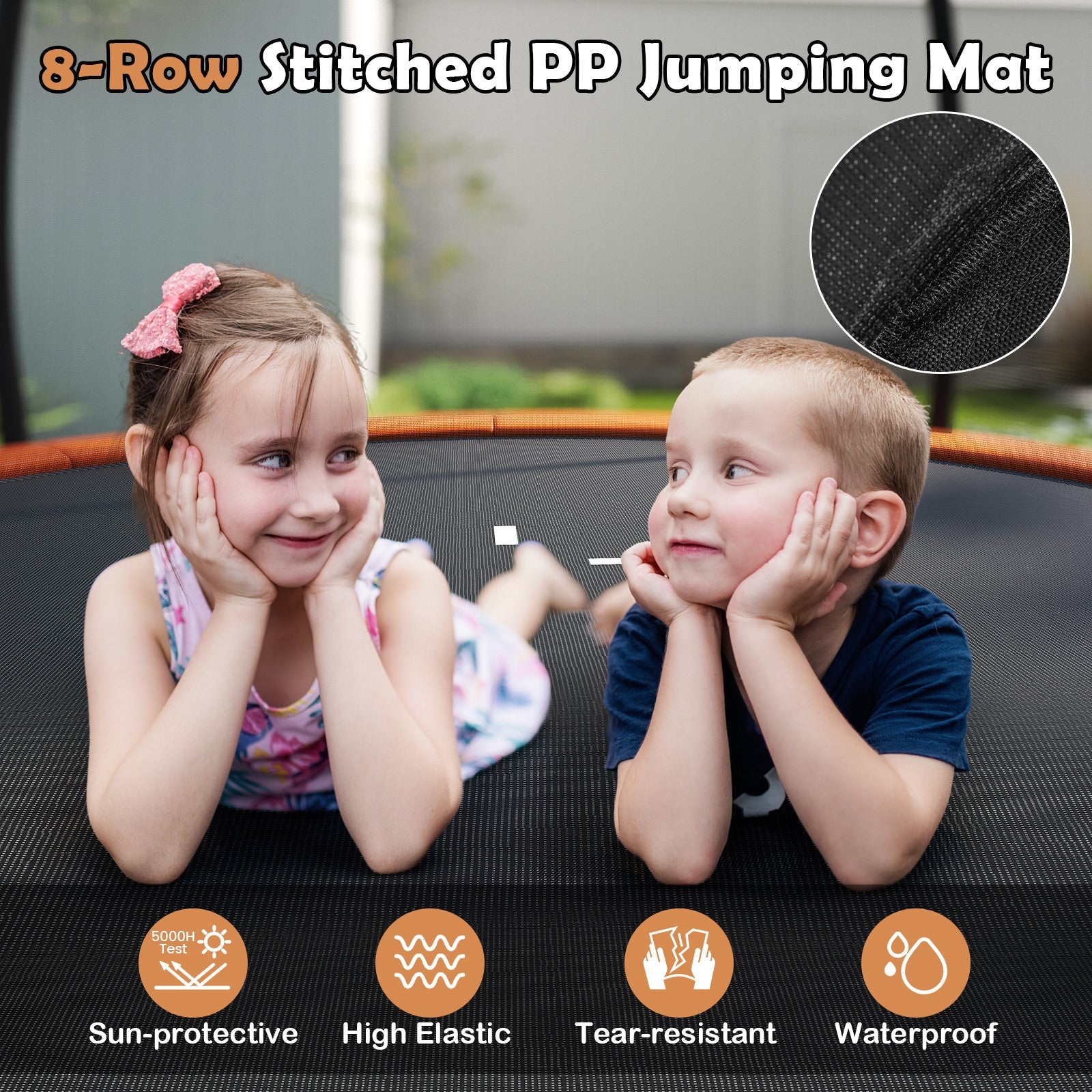 12FT Outdoor Trampoline Heavy-Duty Recreational Trampoline with Safety Enclosure Net