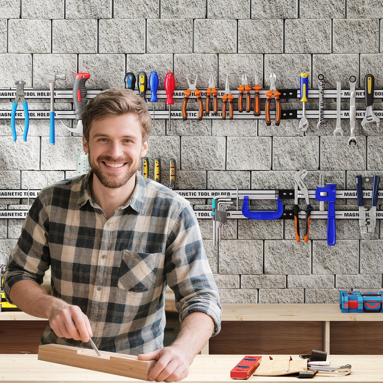 18 Inch Magnetic Tool Holder Strip with Mounting Screws