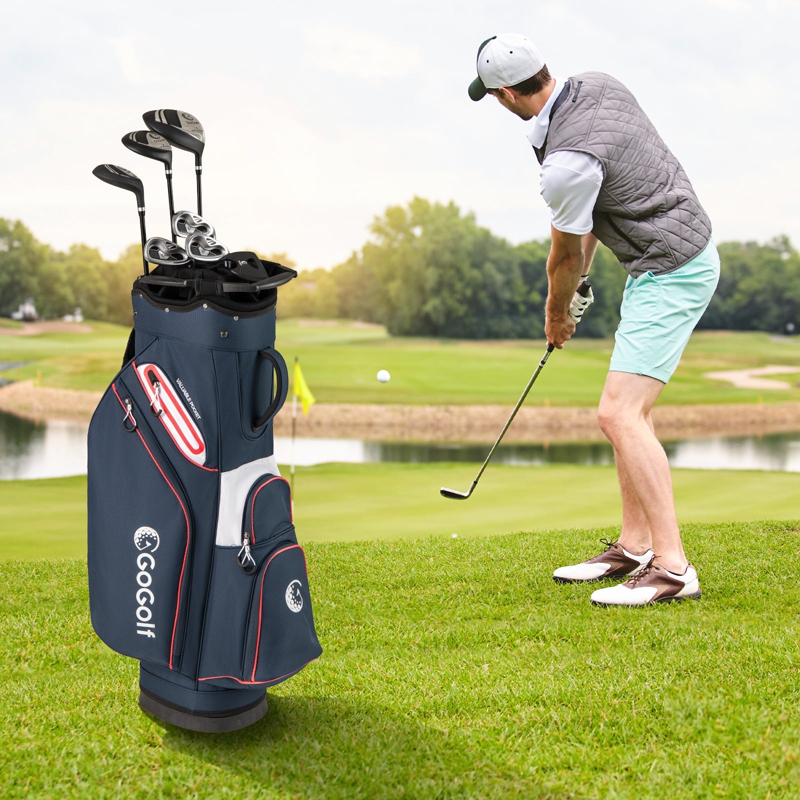 Golf Cart Bag Lightweight Portable Golf Club Organizer Bag