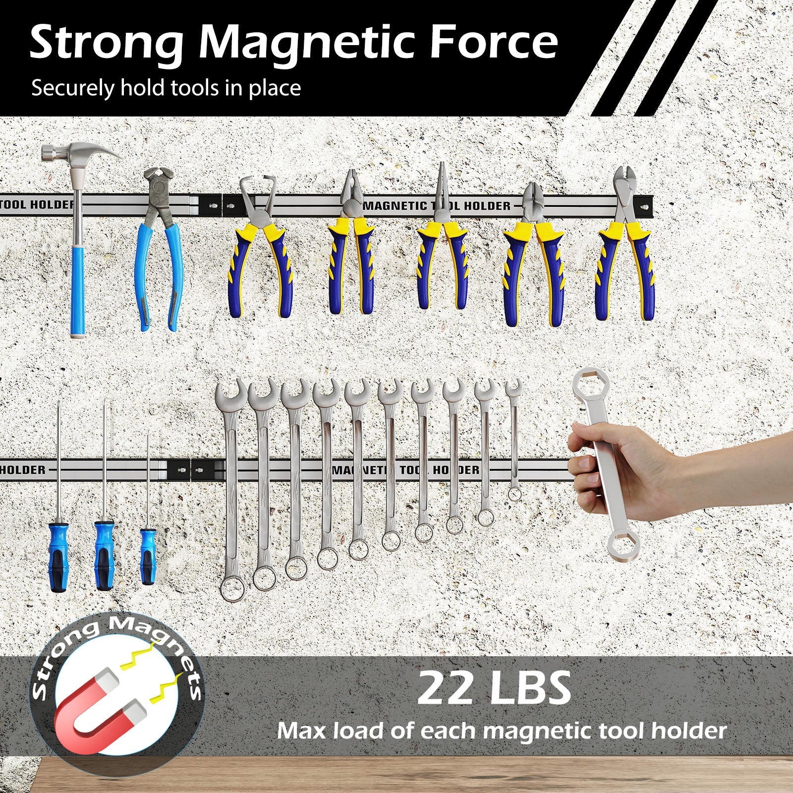 18 Inch Magnetic Tool Holder Strip with Mounting Screws