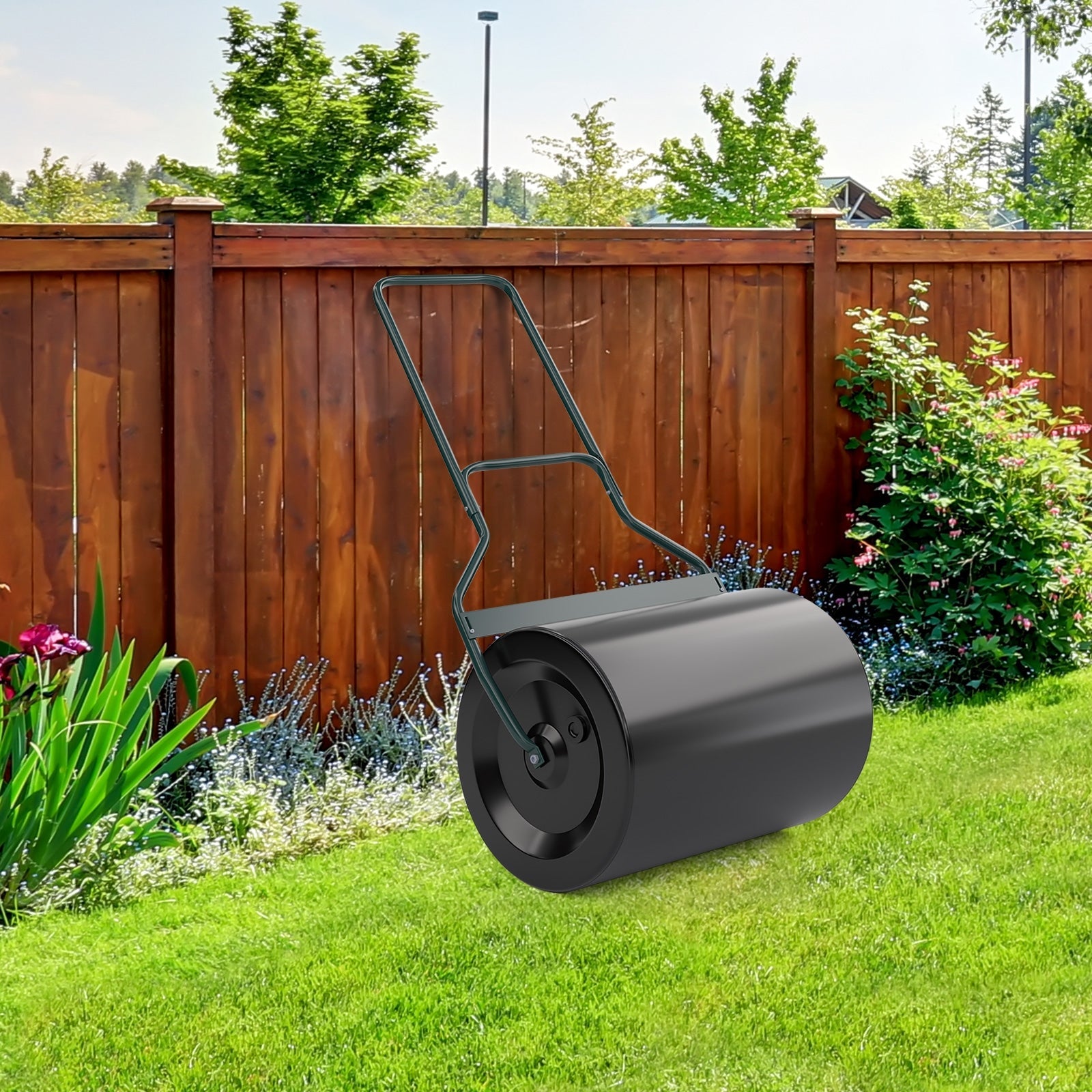 Lawn Roller with U-Shaped Handle for Garden Backyard
