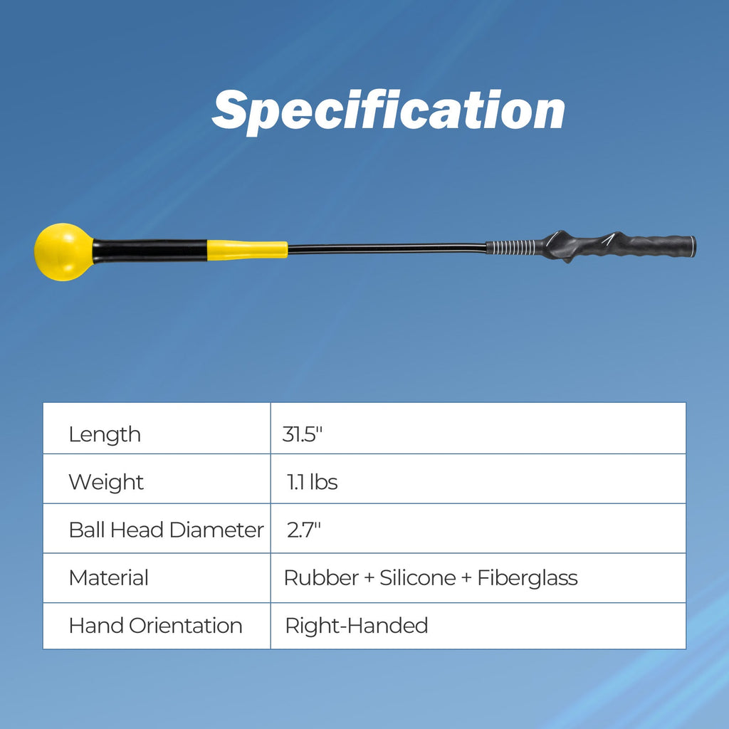 31.5 Inch Golf Swing Trainer Aid with Weighted Head for Grip Rhythm Balance