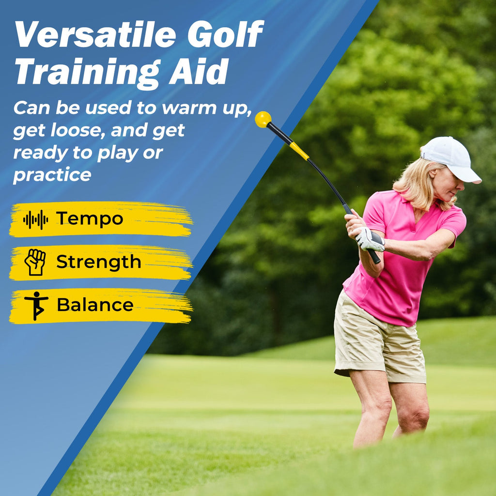31.5 Inch Golf Swing Trainer Aid with Weighted Head for Grip Rhythm Balance