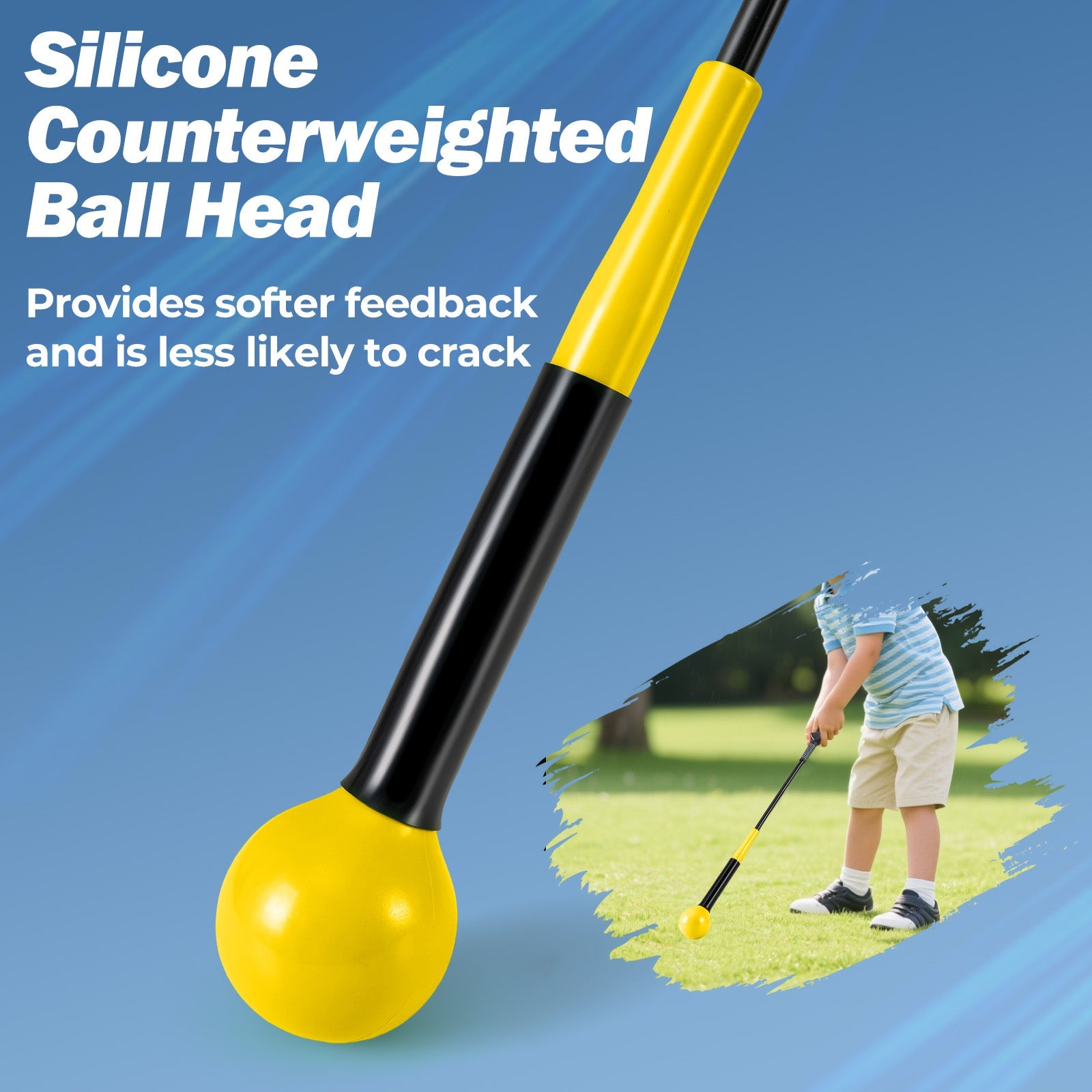 31.5 Inch Golf Swing Trainer Aid with Weighted Head for Grip Rhythm Balance