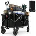 38 Inch 400 LBS Heavy-Duty Collapsible Wagon Cart with Adjustable Handle for Camping Garden-Black