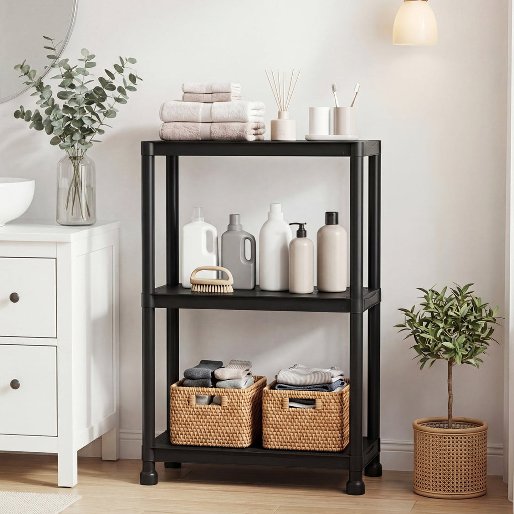 4-Tier Heavy-Duty Plastic Storage Shelves Freestanding Garage Shelving Unit