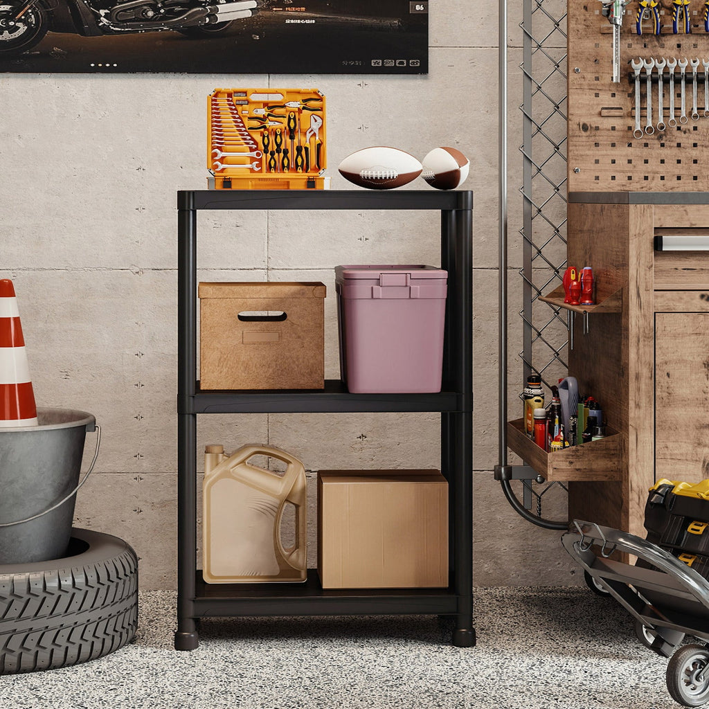 4-Tier Heavy-Duty Plastic Storage Shelves Freestanding Garage Shelving Unit