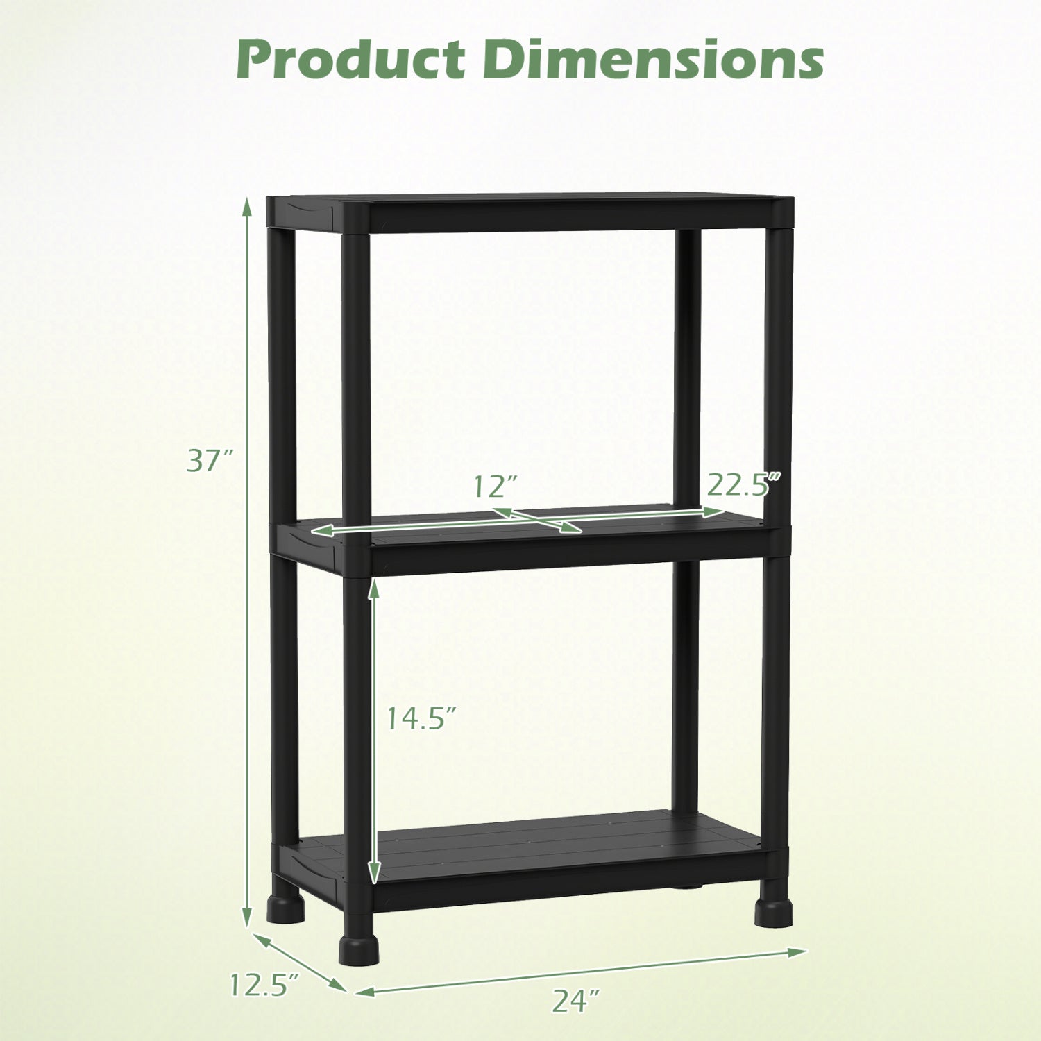 4-Tier Heavy-Duty Plastic Storage Shelves Freestanding Garage Shelving Unit