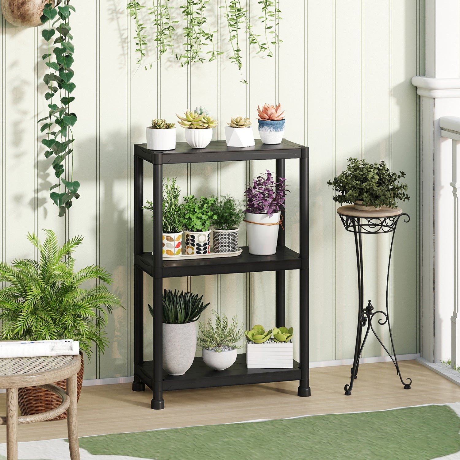 4-Tier Heavy-Duty Plastic Storage Shelves Freestanding Garage Shelving Unit