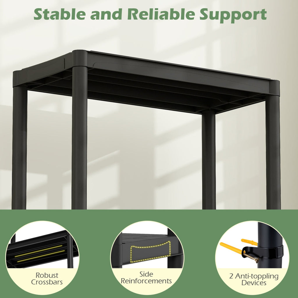 4-Tier Heavy-Duty Plastic Storage Shelves Freestanding Garage Shelving Unit