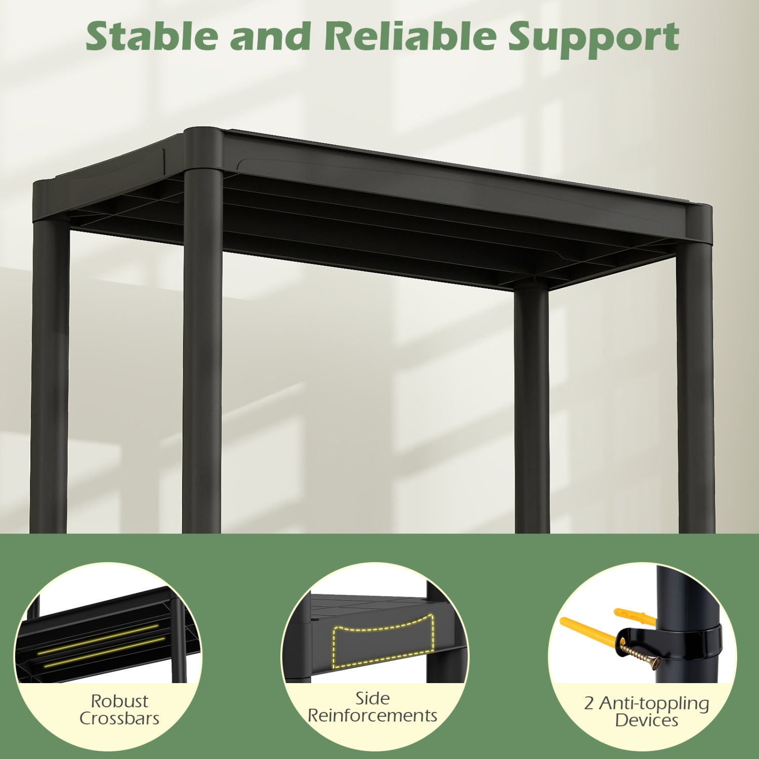 4-Tier Heavy-Duty Plastic Storage Shelves Freestanding Garage Shelving Unit