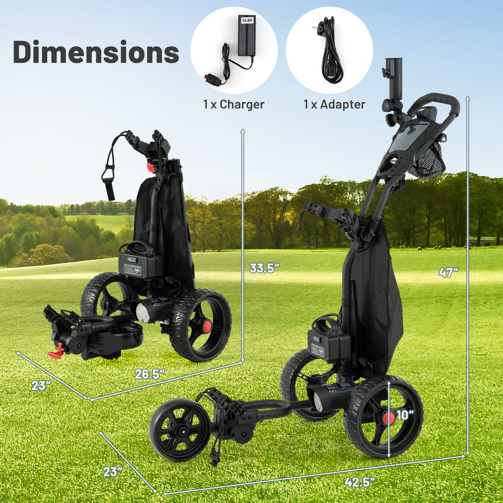 3 Wheel Golf Bag Cart with Adjustable Handle and 9 Speed Settings