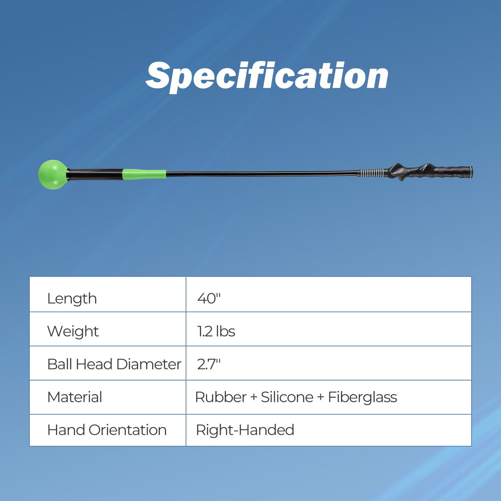 40 Inch Golf Swing Trainer Aid with Weighted Head for Grip Rhythm Balance
