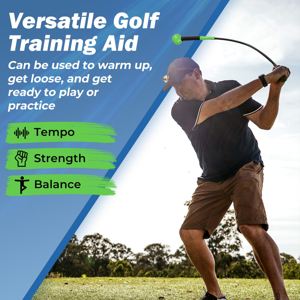 40 Inch Golf Swing Trainer Aid with Weighted Head for Grip Rhythm Balance