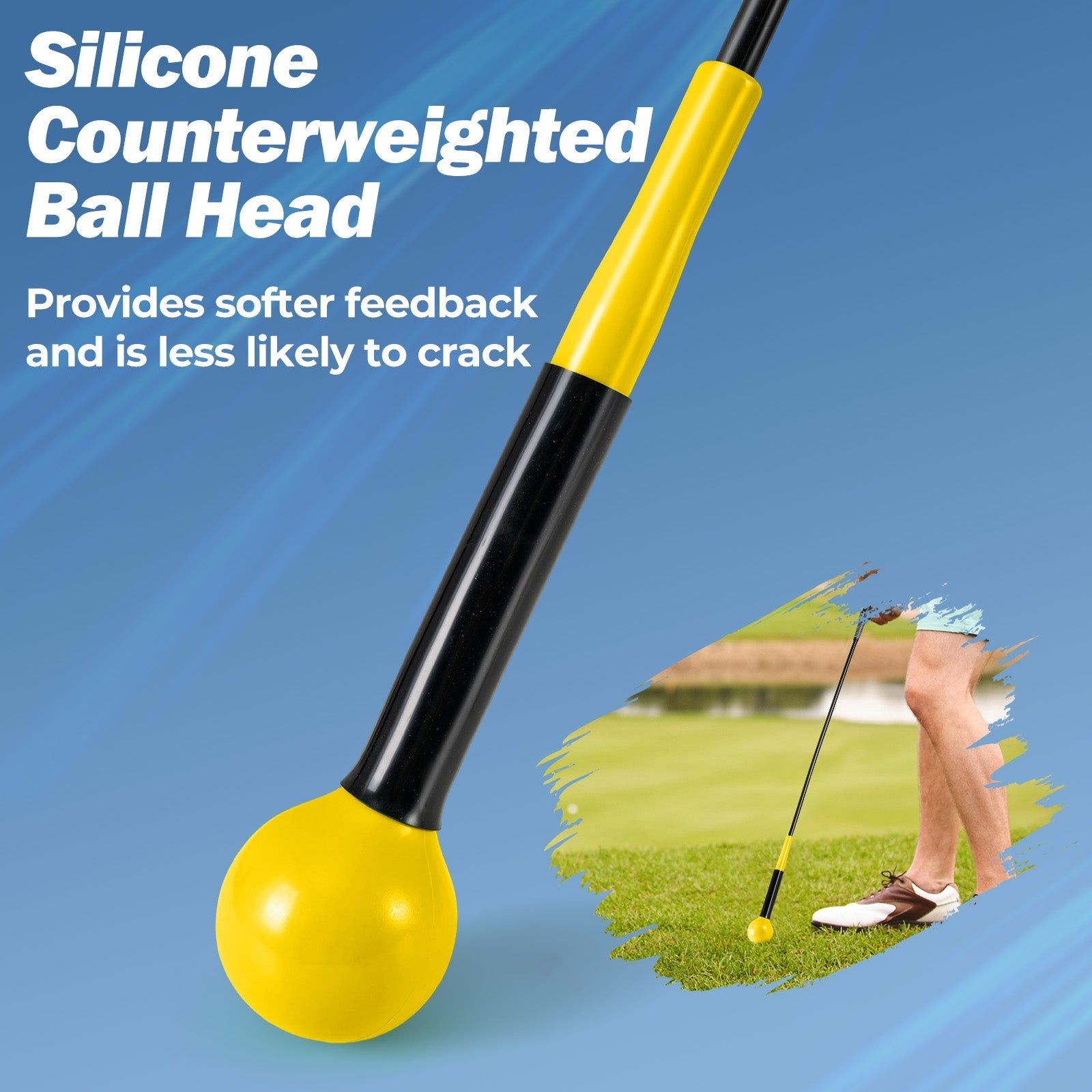 40 Inch Golf Swing Trainer Aid with Weighted Head for Grip Rhythm Balance
