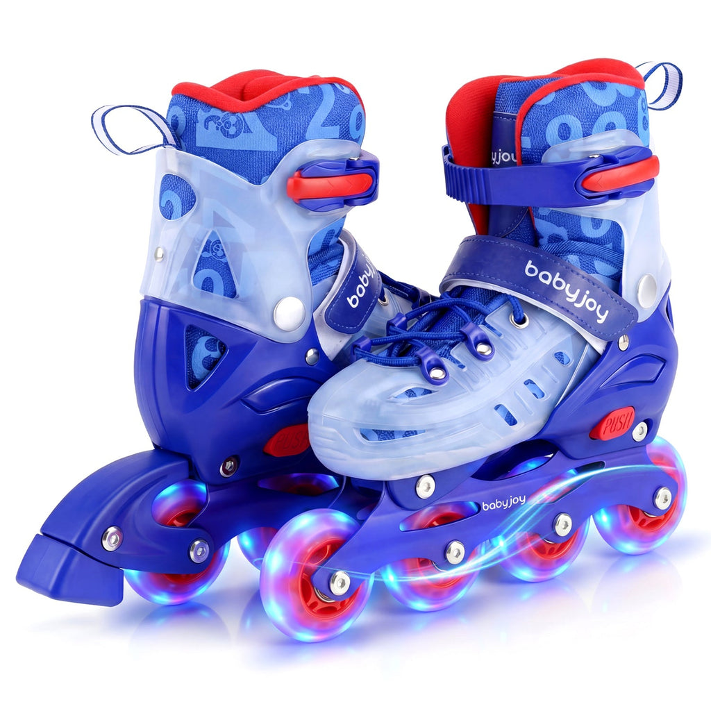4-Size Adjustable Illuminating Kids Inline Skates with Light Up Wheels