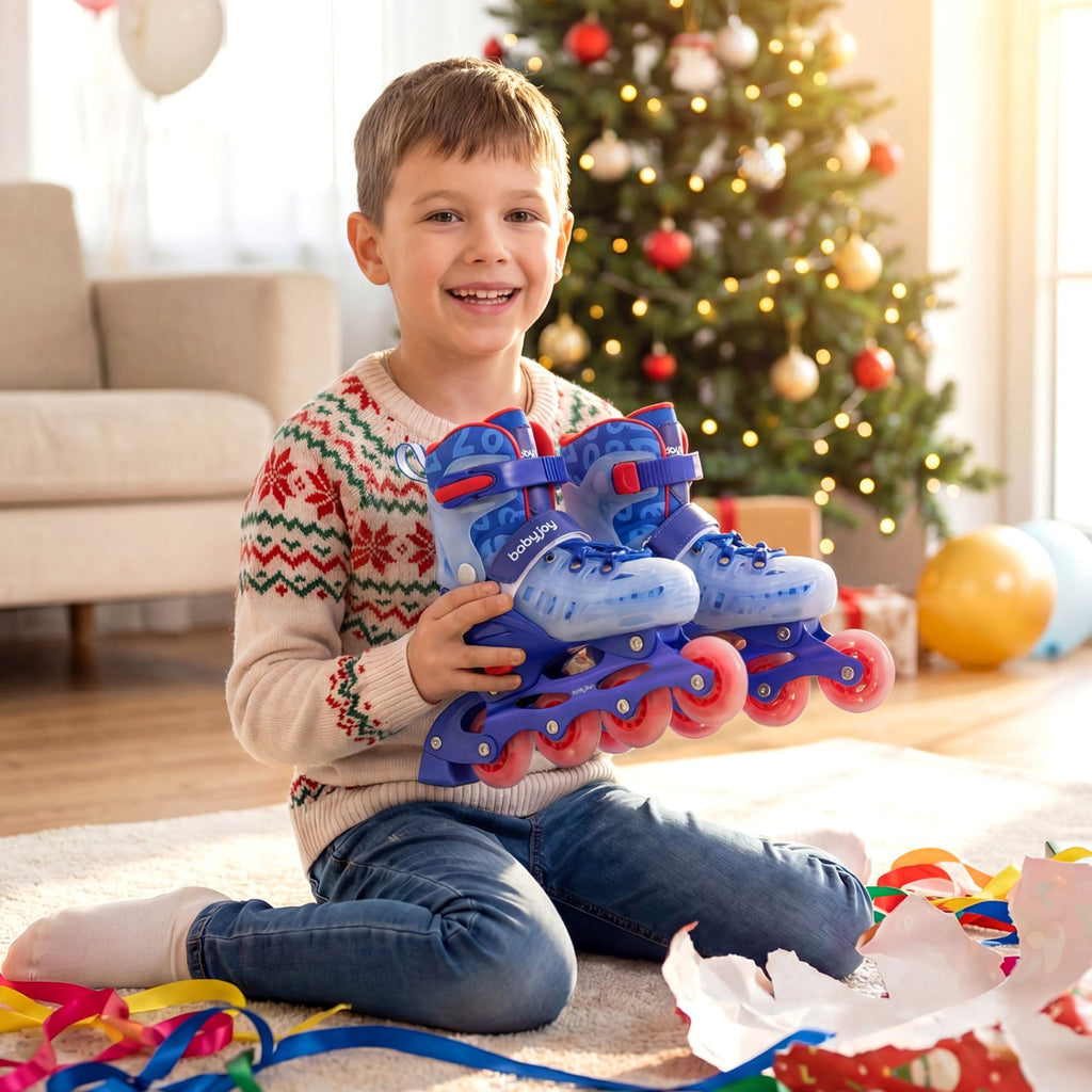 4-Size Adjustable Illuminating Kids Inline Skates with Light Up Wheels
