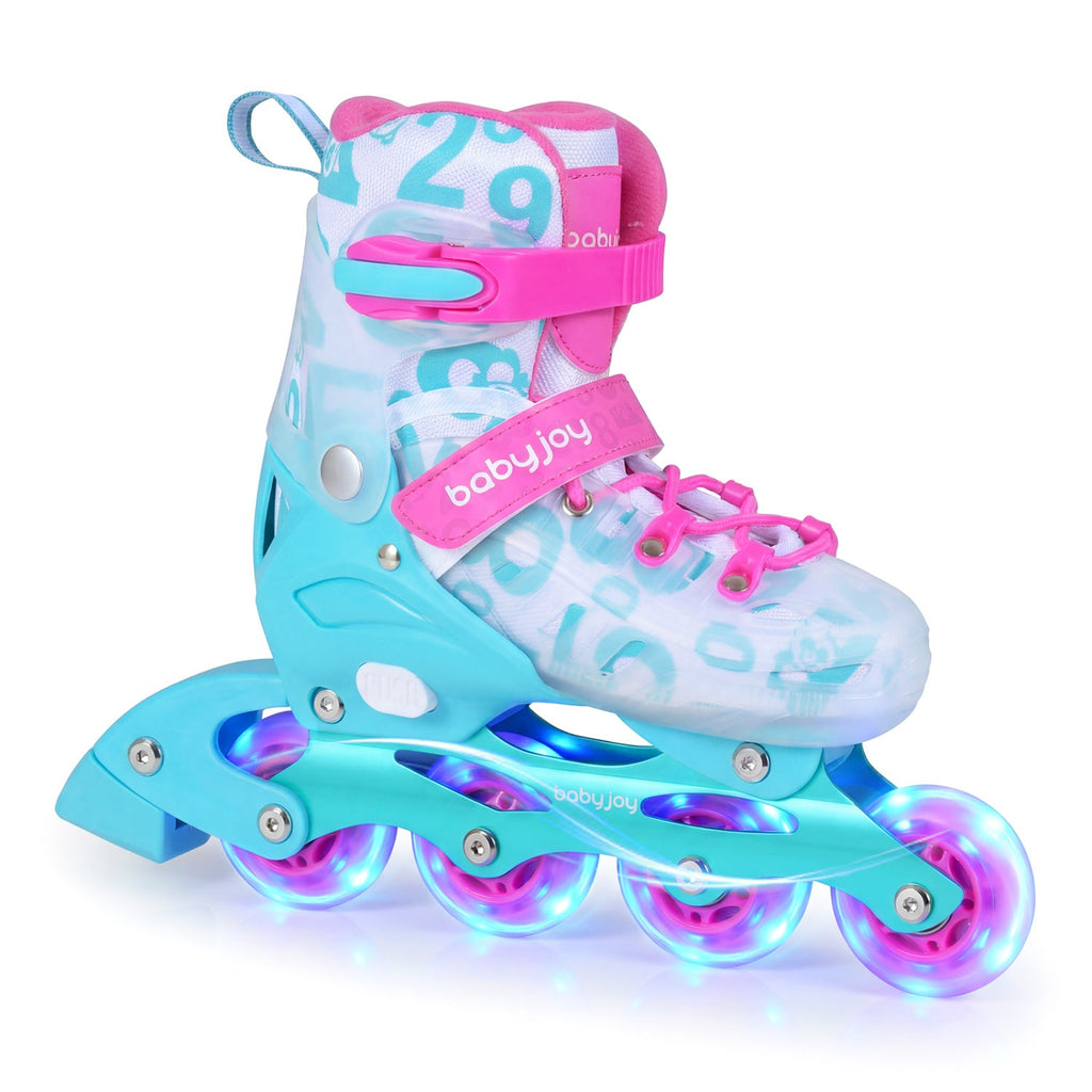 4-Size Adjustable Illuminating Kids Inline Skates with Light Up Wheels