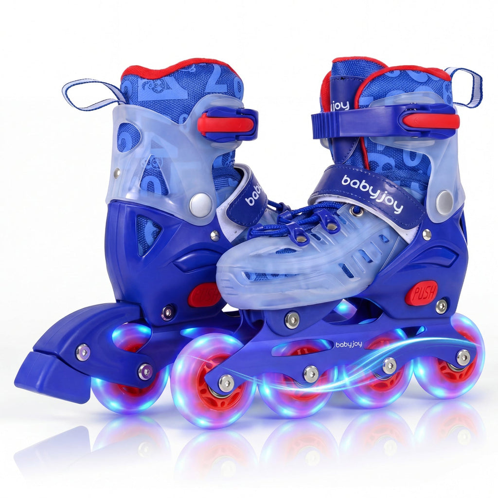 4-Size Adjustable Kids Inline Skates for Beginners Ages 5-7