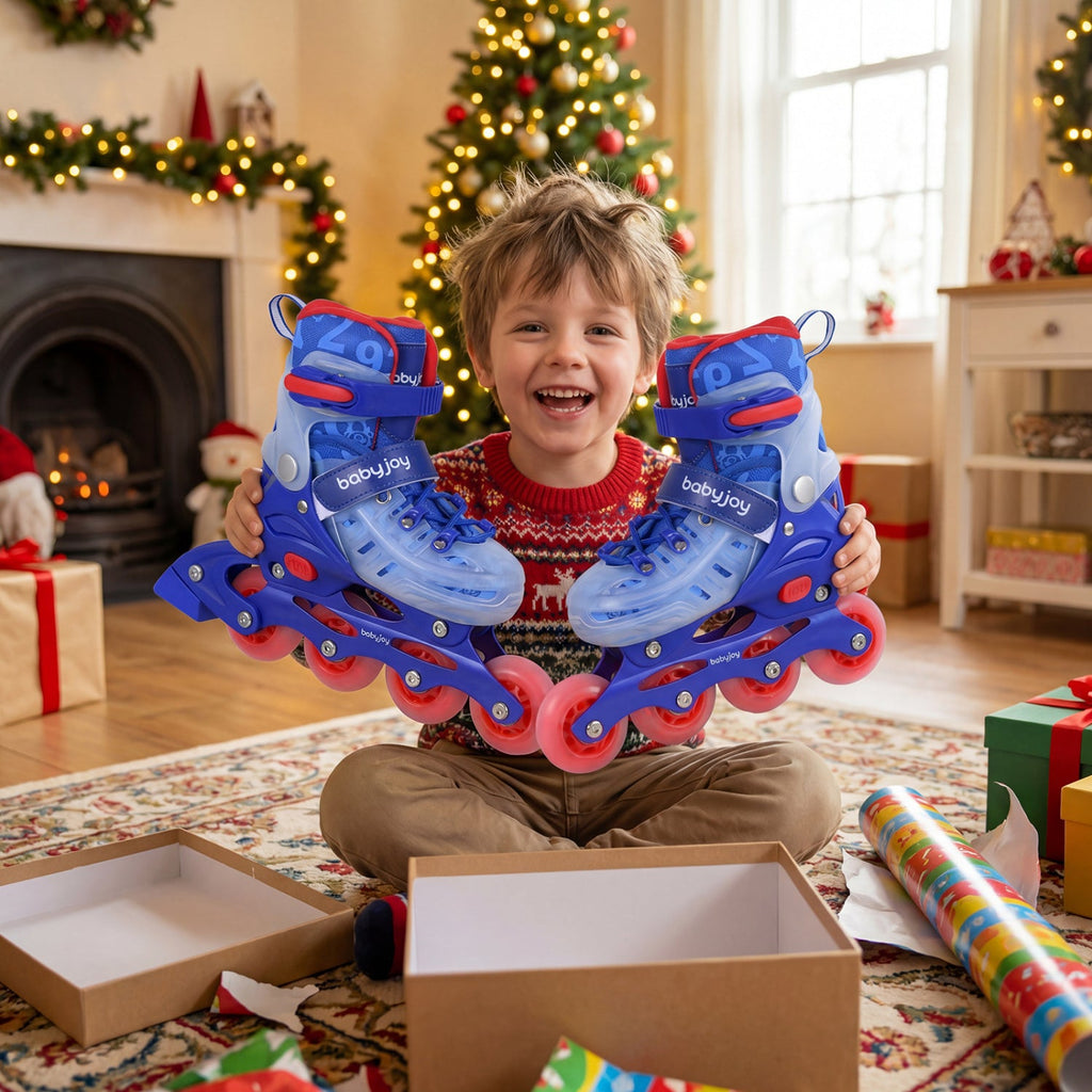 4-Size Adjustable Kids Inline Skates for Beginners Ages 5-7