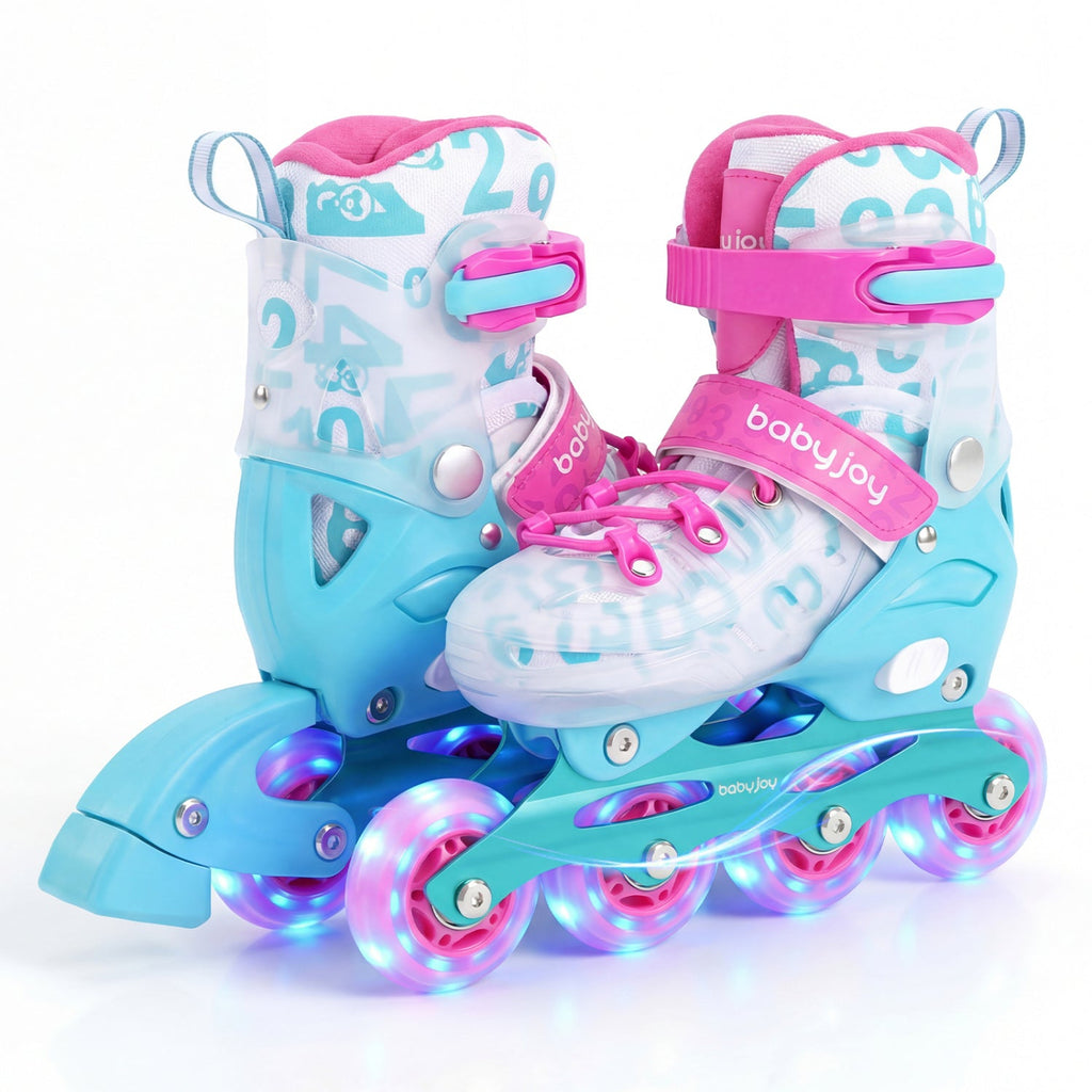 4-Size Adjustable Kids Inline Skates for Beginners Ages 5-7