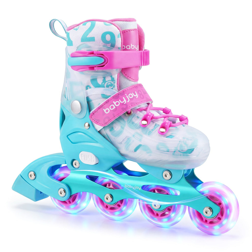 4-Size Adjustable Kids Inline Skates for Beginners Ages 5-7
