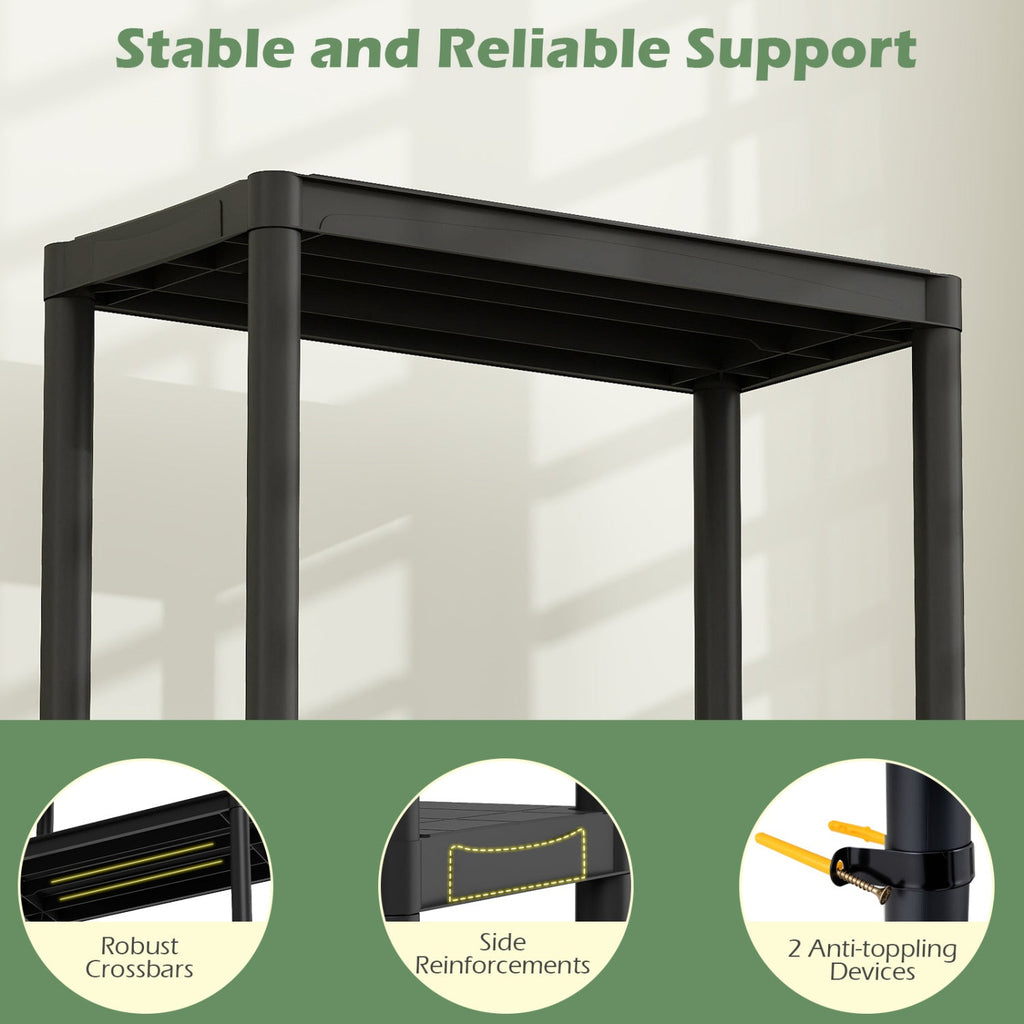 4-Tier Heavy-Duty Plastic Storage Shelves Freestanding Garage Shelving Unit