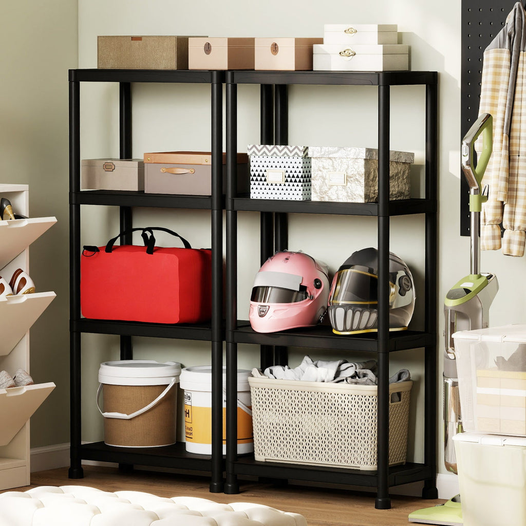 4-Tier Heavy-Duty Plastic Storage Shelves Freestanding Garage Shelving Unit