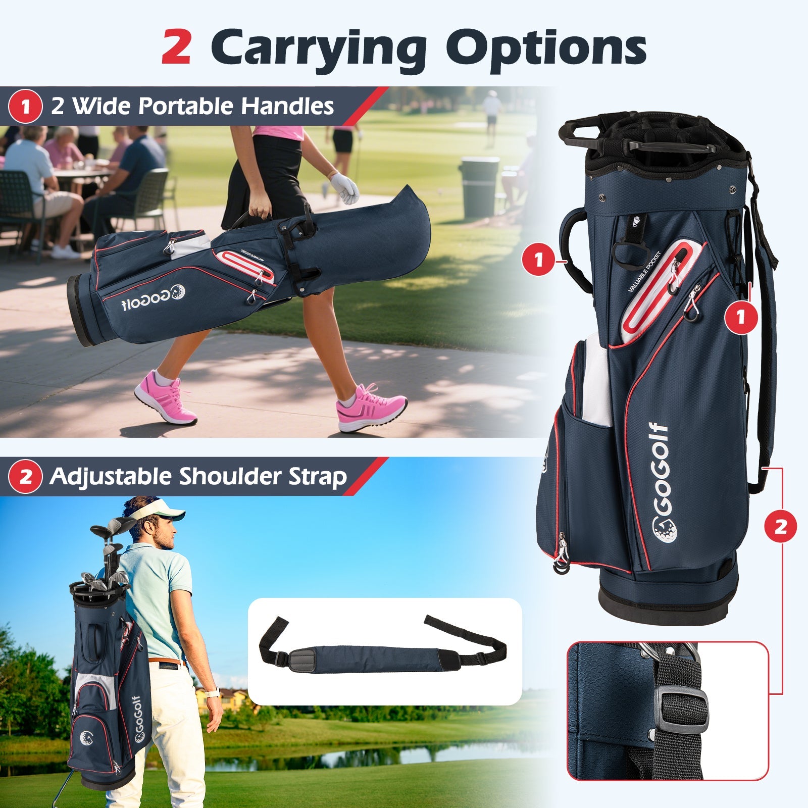 Golf Cart Bag Lightweight Portable Golf Club Organizer Bag
