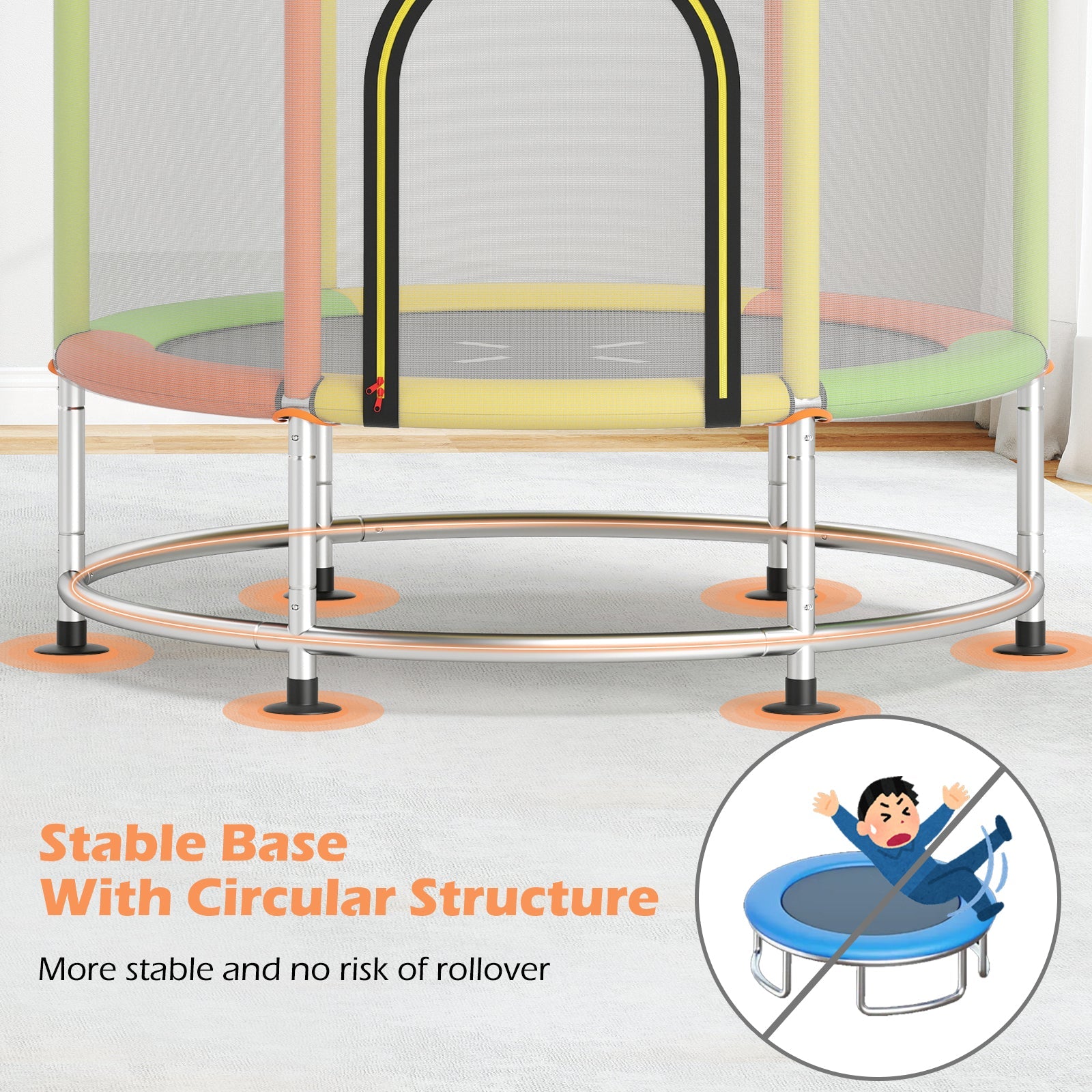 55" Kids Trampoline Gift for for 3-6 Years Old Boys and Girls