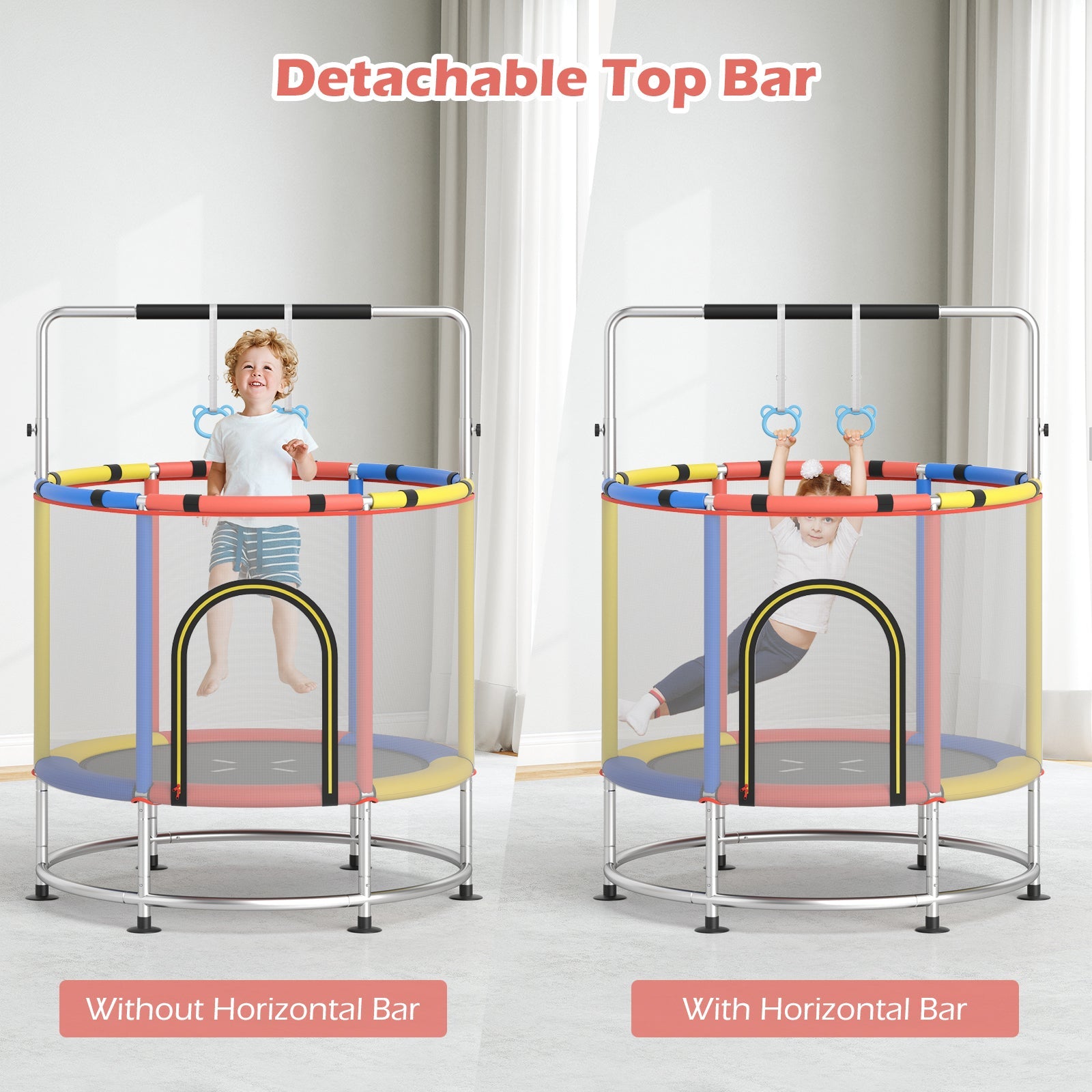 55" Kids Trampoline Gift for for 3-6 Years Old Boys and Girls