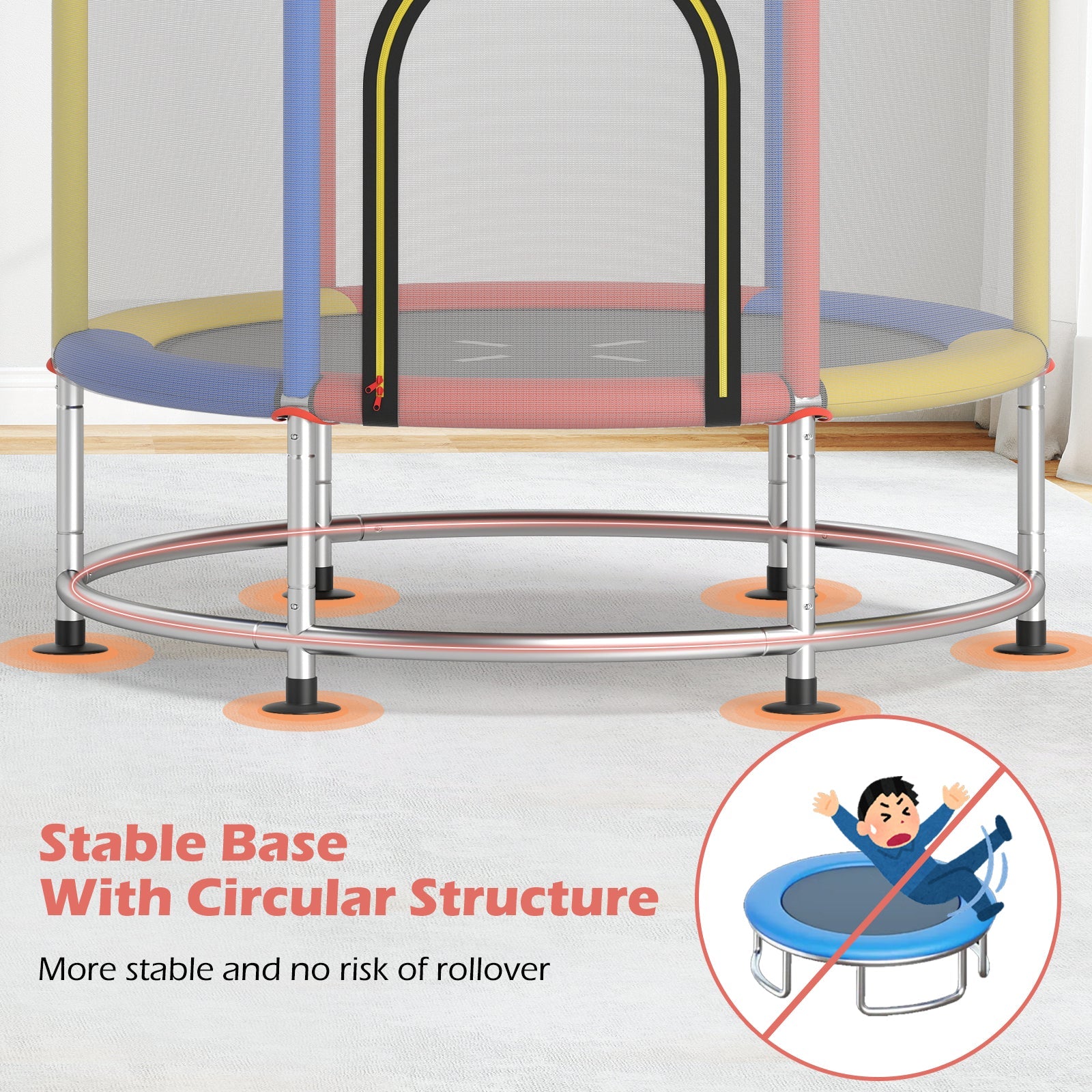 55" Kids Trampoline Gift for for 3-6 Years Old Boys and Girls