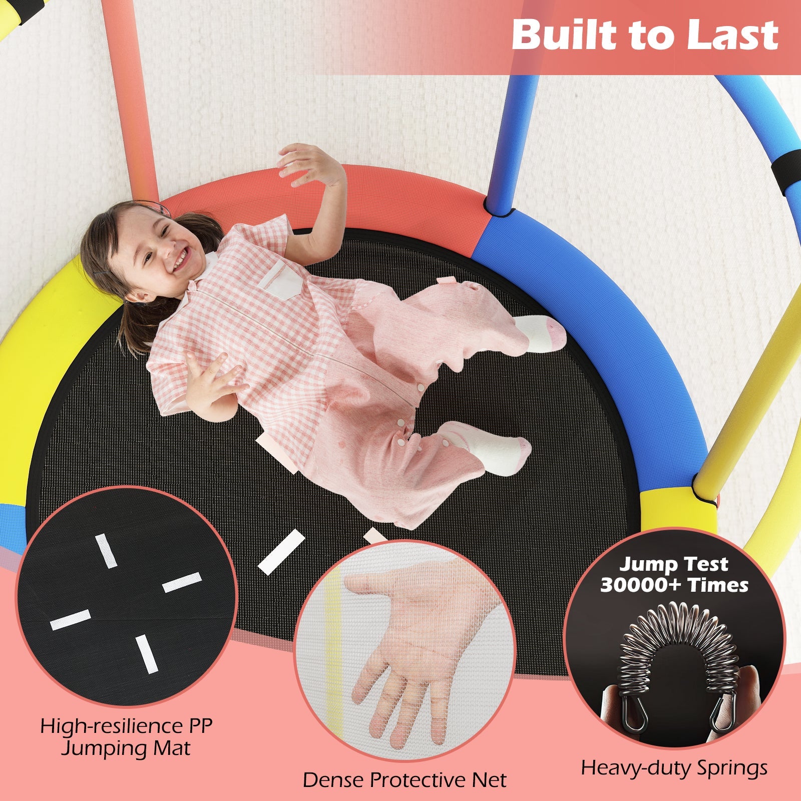 55" Kids Trampoline Gift for for 3-6 Years Old Boys and Girls