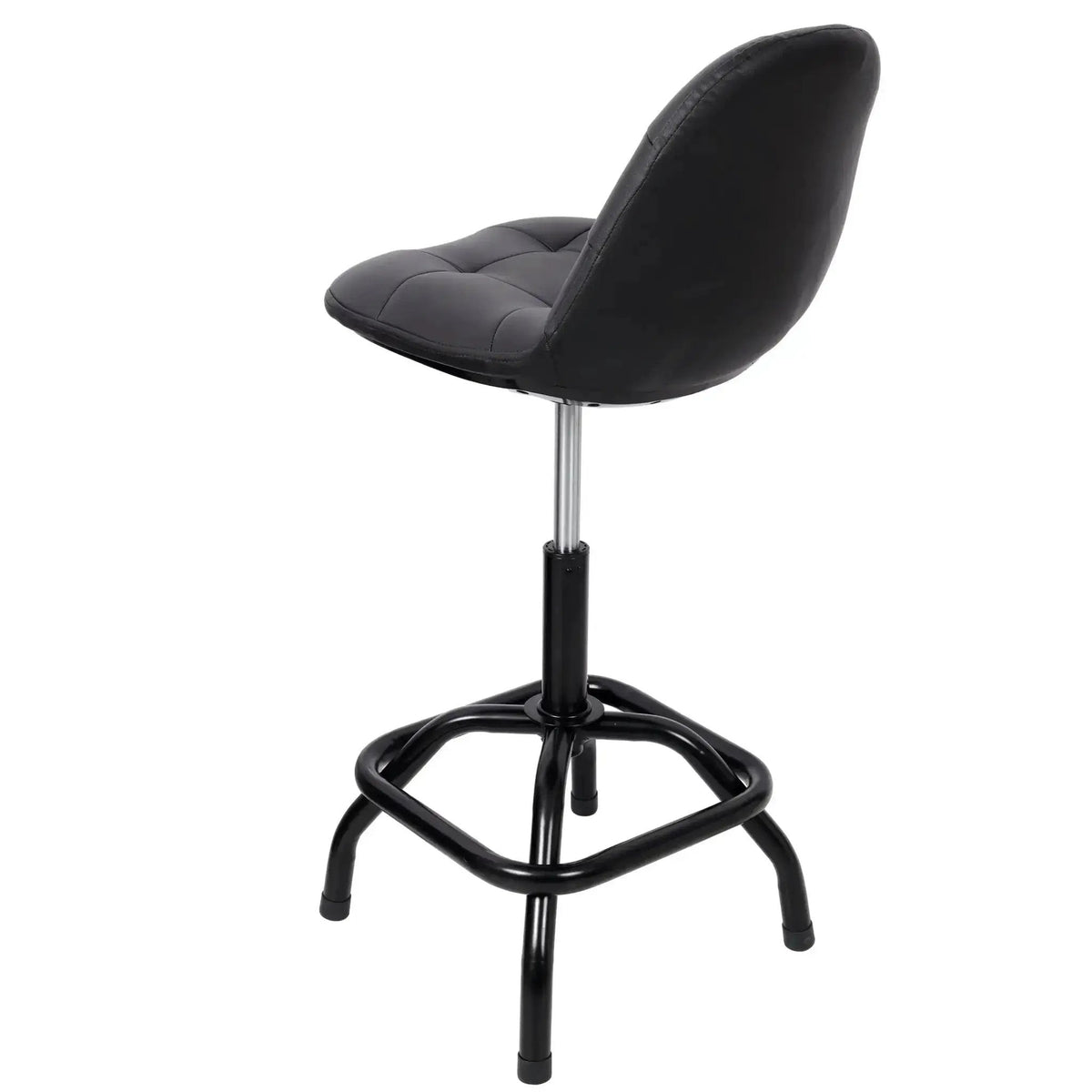 Black Adjustable Swivel Bar Stool with High Back Support