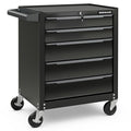 5-Drawer Tool Storage Cabinet with Hanging Holes and Central Keyed Locking System-Black