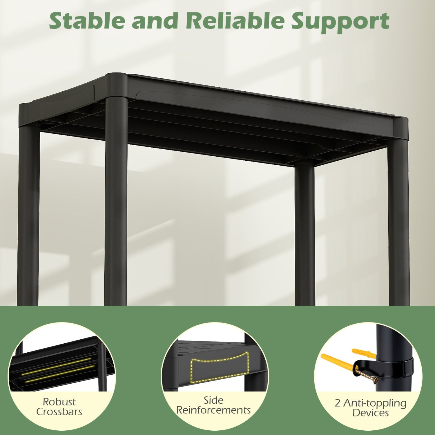 4-Tier Heavy-Duty Plastic Storage Shelves Freestanding Garage Shelving Unit