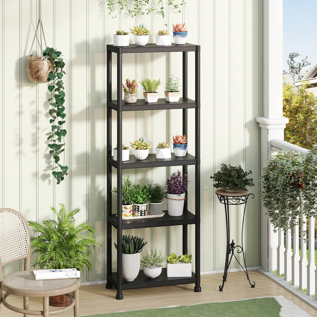 4-Tier Heavy-Duty Plastic Storage Shelves Freestanding Garage Shelving Unit