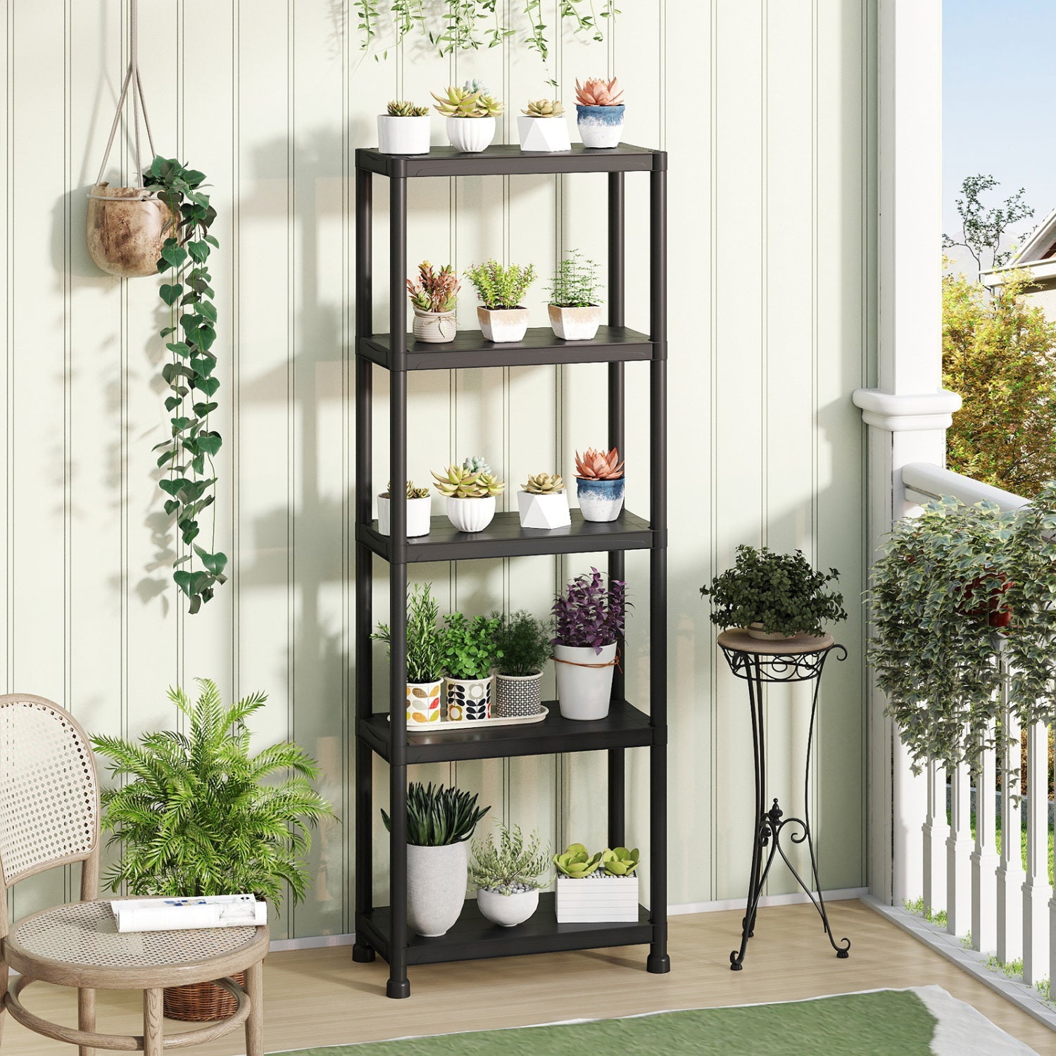 4-Tier Heavy-Duty Plastic Storage Shelves Freestanding Garage Shelving Unit
