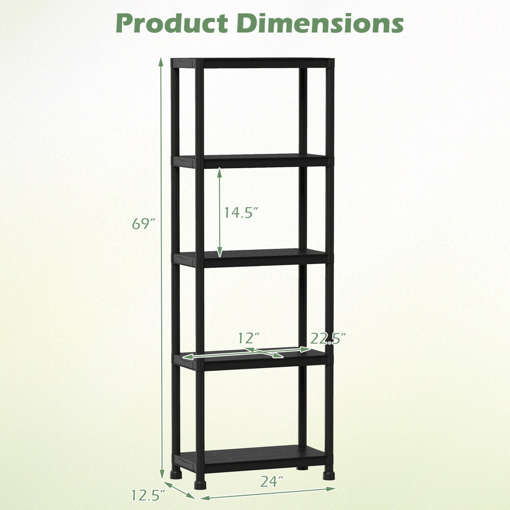 4-Tier Heavy-Duty Plastic Storage Shelves Freestanding Garage Shelving Unit