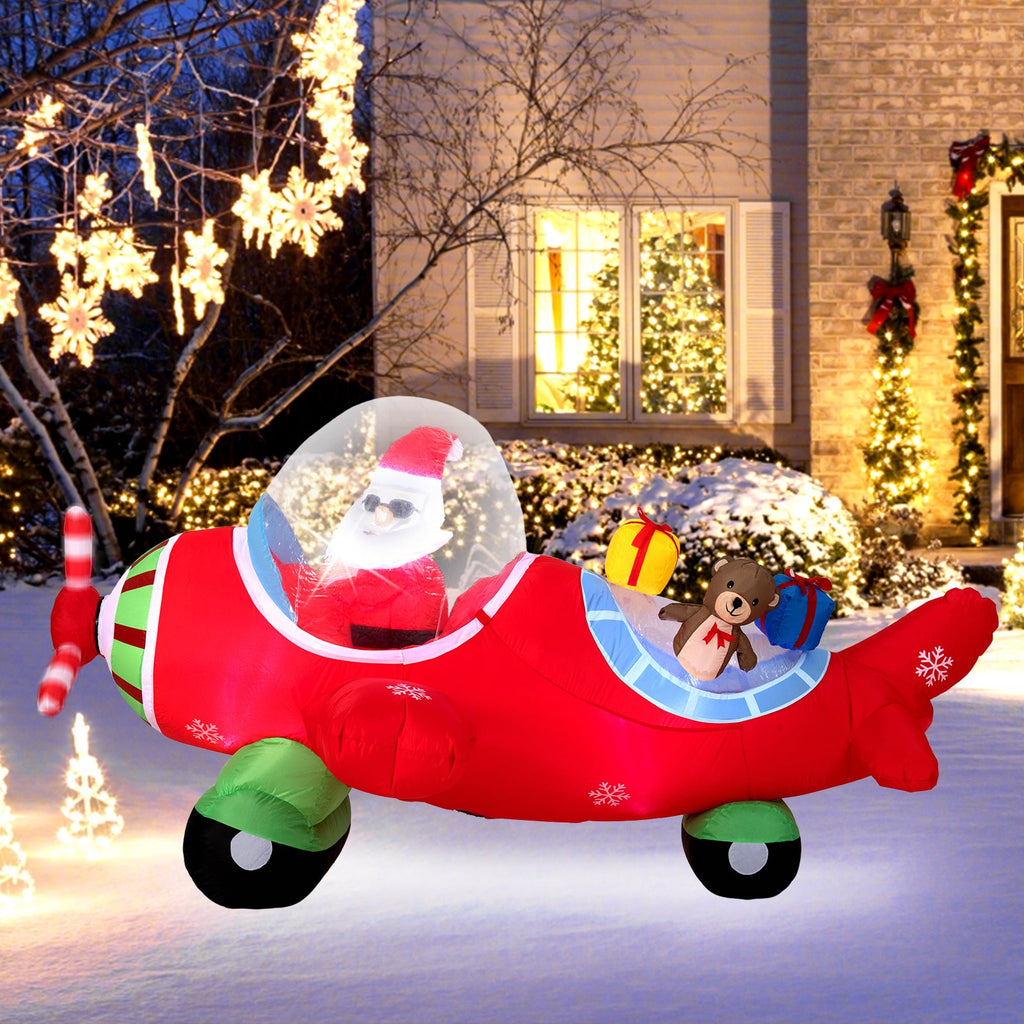 7.2 Feet Christmas Inflatables Airplane with Gift Boxes and Built-in LED Lights