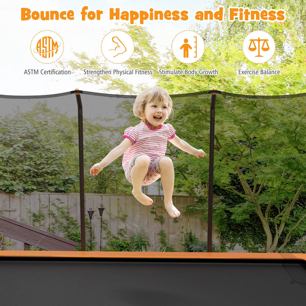 8 x 14 Feet Rectangular Recreational Trampoline with Safety Enclosure Net and Ladder