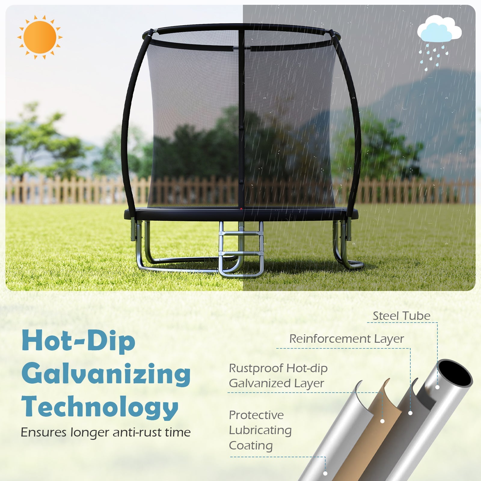 8FT Outdoor Heavy-Duty Recreational Trampoline