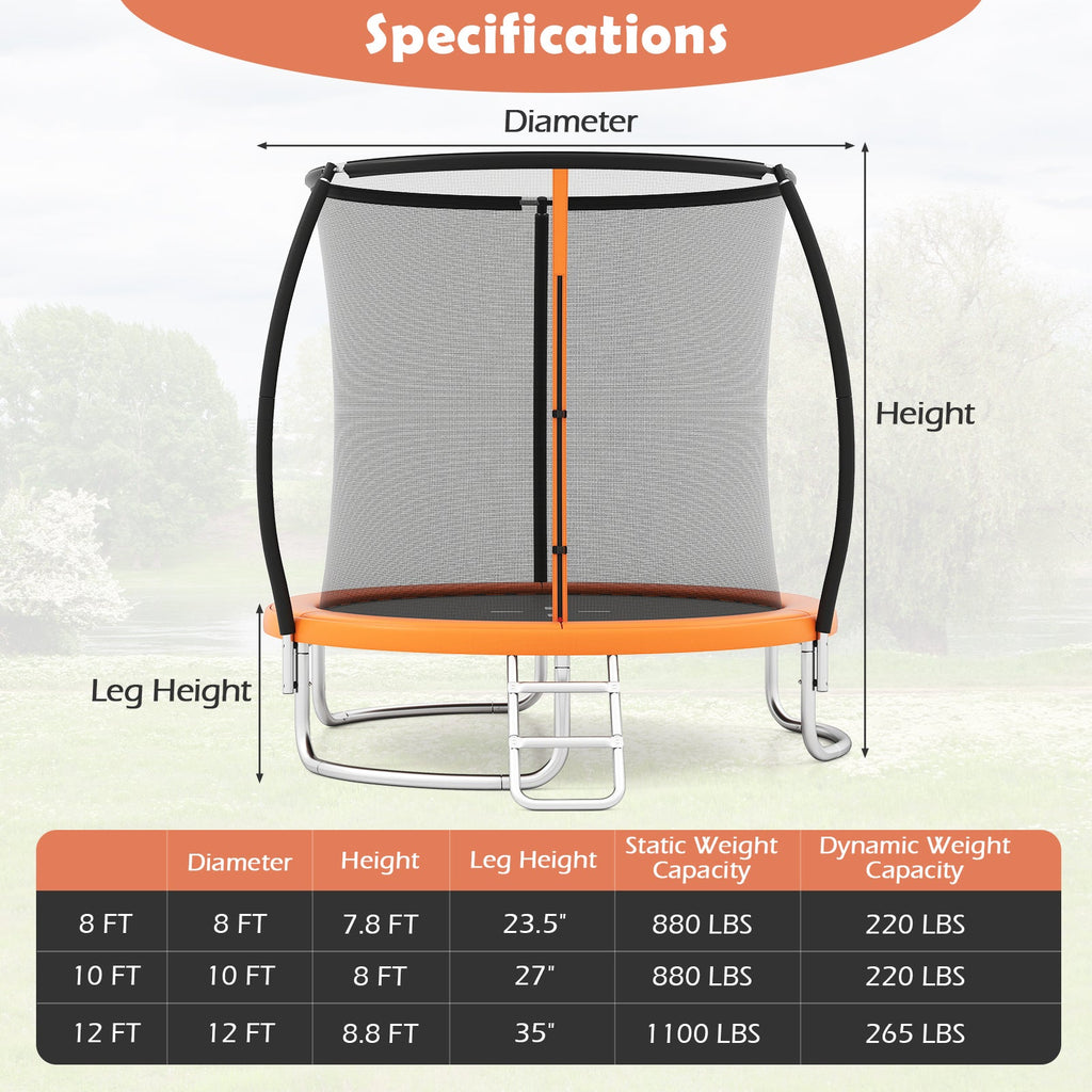 8FT Outdoor Heavy-Duty Recreational Trampoline