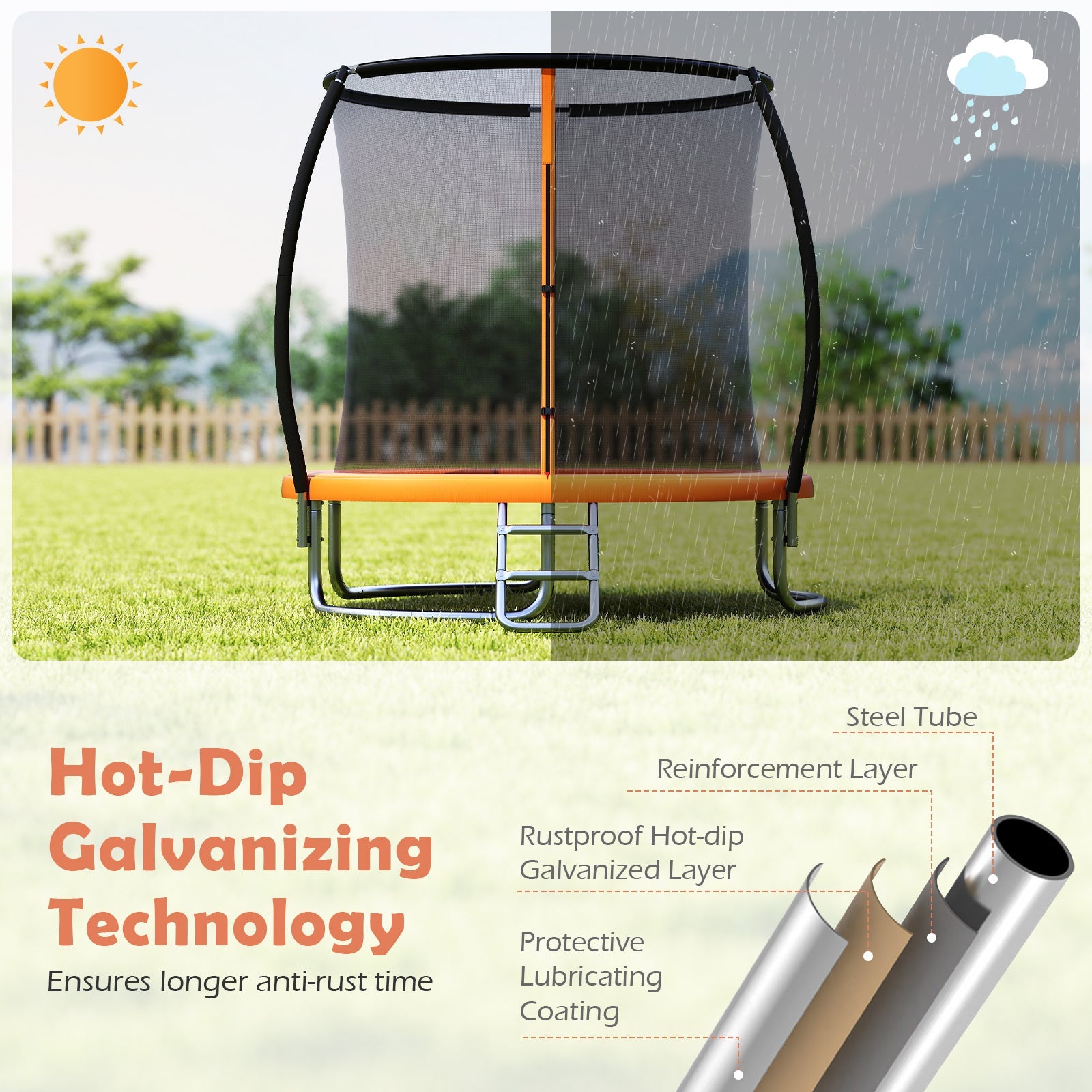 8FT Outdoor Heavy-Duty Recreational Trampoline