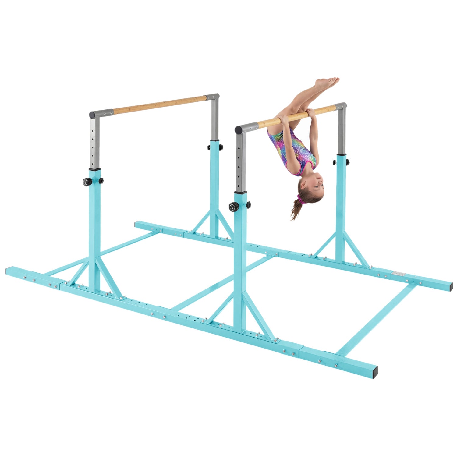 8 FT Double Horizontal Bars with 13-Level Adjustable Heights and 6-Level Adjustable Width-Pink