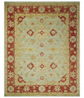 8x10 Fine Hand Knotted Beige and Rust Traditional Vintage Persian Antique Wool Rug